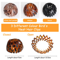 1 x Brand New VidFair 3 Pieces Vintage Bird Nest Hair Clips Ponytail Hair Clip Geometric Retractable Hair Loops Expandable Ponytail Holder Bird Nest Hairstyle Headbands for Women Ladies - RRP €9.88