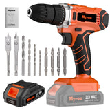 1 x RAW Customer Returns Cordless drill driver 21V, Myron cordless screwdriver with batteries 2.0Ah, 3 8 keyless chuck, 2-speed gearbox, 36Nm torque, LED light, 0-1500RMP for home and garden DIY project - RRP €39.99