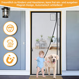 1 x RAW Customer Returns Magnetic fly screen door, insect protection balcony door 102x212 cm, black fly screen door without drilling, side opening mosquito net door for cellar door, patio door, sliding door, 4 cm wide Velcro tape - RRP €23.59