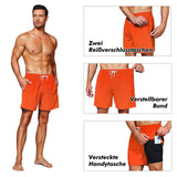 1 x RAW Customer Returns HMIYA Men s Swimming Trunks 2 in 1 Swimming Shorts Quick-Drying Short Board Shorts with Compression and Zip Pockets Orange A XL  - RRP €28.22