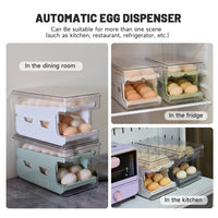 1 x RAW Customer Returns Egg Container for Refrigerator, Double Lane Automatic Rolling Egg Holder for Refrigerator, Storage Box with Lid for Food, Drinks etc. Pearl White  - RRP €21.17