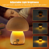 1 x RAW Customer Returns Wooden Mushroom Lamp, Portable Dimmable Bedside Lamp with USB Charging, Wireless Night Light, Mushroom Table Lamp for Home Decoration, Bedroom, Rechargeable LED Nightstand Lamp Beech  - RRP €19.15