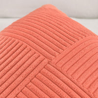 1 x RAW Customer Returns FDTERN Set of 2 Boho Cushion Covers for Sofa 50x50 in Corduroy, Modern Soft Decorative Cross Pattern Throw Pillow Covers for Sofa Bedroom, Coral Red - RRP €22.8