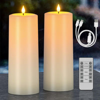 1 x RAW Customer Returns PChero LED Solar Rechargeable Candles Outdoor with Remote Control, 2 Pack Electric Pillar Candles Rechargeable LED Candles with Timer Waterproof Garden Decoration for Outdoor Garden Patio Table Decoration - RRP €31.99