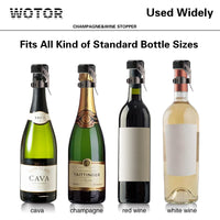 1 x RAW Customer Returns WOTOR champagne stopper and wine stopper stainless steel champagne bottle stopper reusable wine bottle stopper, leak-proof keeps fresh black, 4 pieces  - RRP €18.68