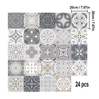 1 x RAW Customer Returns Bestine Pack of 24 Tile Stickers, Retro Mosaic Wall Tile Stickers, Moroccan Style, Self-Adhesive Tile Transfer Stickers, DIY for Kitchen, Bathroom, Home Decor 24 Pieces, 20 x 20 cm  - RRP €24.99