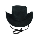 1 x RAW Customer Returns Leatherick Waterproof Cowboy Hat Real Suede Black Aussie Style Western Outback Bush Leather Hat L, Black  - RRP €34.99