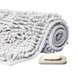 2 x RAW Customer Returns Batheology bathroom rug, non-slip 2.5 cm bath mat, washable bath mat - soft TPE bath mat, absorbent, toilet decoration - 50 x 80 cm, gray free absorbent soap dish for the bathroom - RRP €20.14