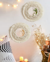 2 x Brand New Nice Dream Set of 2 Handmade Macrame Wall Mirrors for Hanging, Wall Decoration Mirror with Round Fringes for Apartment, Living Room, Bedroom - RRP €39.52