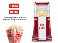 1 x RAW Customer Returns BEPER 90.590Y Popcorn Machine, Popcorn in 3 Minutes, 1200 W, Hot Air Circulation, Red - RRP €51.32