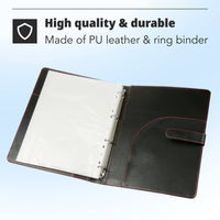 1 x RAW Customer Returns H S DIN A4 writing folder with ring binder - conference folder with 40 transparent pockets - document folder made of artificial leather in black for women and men with 2 inside pockets organizer - RRP €21.08