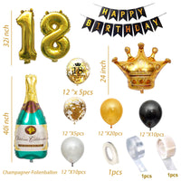 2 x Brand New 18th birthday decoration - 18th birthday boy birthday decoration, Happy Birthday banner, confetti balloons, giant number foil balloons - birthday decoration for girls and boys - RRP €22.18