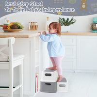 1 x RAW Customer Returns Ronipic Step Stool Children 2 Steps, Stool Children Bathroom Toilet, Children s Stool Bathroom with Non-Slip Feet and Surface, Multifunctional, Load Capacity up to 250 LBS Gray  - RRP €21.98