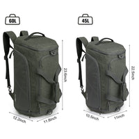 1 x RAW Customer Returns G4Free 45L 60L 3-Way Travel Backpack Large Luggage Gym Bag with Wet Pocket and Shoes Compartment for Travel Swimming Yoga Hiking Camping Gray 60cm L  - RRP €47.11