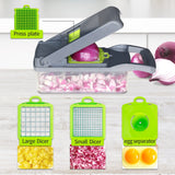 1 x RAW Customer Returns T-GOGO Mandoline Vegetable Slicer, 13 in 1 Vegetable Cutter Adjustable, Multifunctional Vegetable Slicer Cutter Grater Onion Cutter, Vegetable Slicer Stainless Steel with Drain Basket Gray - RRP €19.85