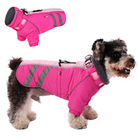 1 x RAW Customer Returns ASENKU Dog Coats Winter Waterproof Dog Jacket Windproof Reflective Dog Vest for Cold Weather, Warm Fleece Dog Coat with Harness, Pink, XL - RRP €37.3