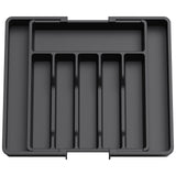 1 x RAW Customer Returns Lifewit Cutlery Holder, Expandable Utensil Holder for Drawer, Adjustable Cutlery Tray, Compact Cutlery Insert for Drawers Made of Plastic for Spoons, Forks, Knives, Large, Black - RRP €19.99