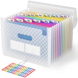 1 x RAW Customer Returns ABC life A4 Document Folder with Grid Pattern, 13 Compartment File Organizer, Rainbow Accordion Expandable Organizer Folder, Large Capacity Document Bag, A4 Folder, Portable Sorting Folder School Blue  - RRP €14.99