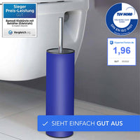 2 x RAW Customer Returns Bamodi stainless steel toilet brush and container With splash guard and 2 replacement brush heads - blue toilet brush - perfect fit for your toilet, toilet set - RRP €40.32