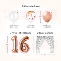 11 x Brand New EpiqueOne 41-piece rose gold Sweet 16 birthday decorations for girls includes a Happy Birthday banner, cake topper, silk fabric pom poms and more - RRP €211.2