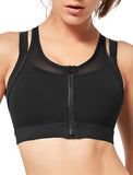 1 x RAW Customer Returns Yvette Extra Strong Support Sports Bra Women s Front Closure Double Straps Large Breasts Racer Back Padded for Fitness Yoga Running Jogging, Black, XXL Large Sizes - RRP €32.26