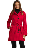 1 x RAW Customer Returns Wantdo Women s Coat Spring Lightweight Classic Double-breasted Trench Long Parka Waterproof Windproof Trenchoat with Belt Red 42 - RRP €84.99