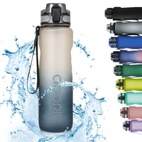 2 x RAW Customer Returns Adoric Sports Water Bottle, BPA Free Tritan 1L Leak-Proof Plastic Water Bottle Sports, Sports Bottle Bicycle for Camping Outdoors, Outdoor, Yoga, Gym Gradient Gray  - RRP €29.98