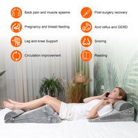 1 x RAW Customer Returns WDBBYL Set of 5 Wedge Pillows - Memory Foam Body Support System, 17 Functions in 1 for Back and Leg Elevation, Acid Reflux, Reading, Sleeping, Washable Velvet Cover - RRP €99.75