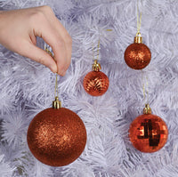 6 x Brand New PREXTEX copper orange Christmas balls for Christmas tree decorations, 36 pieces plastic Christmas tree balls with hanging loop for Christmas tree decoration, tree decorations - RRP €119.94