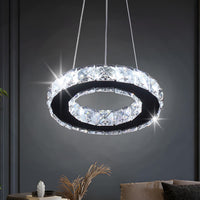 1 x RAW Customer Returns CXGLEAMING Modern Crystal Mini Chandelier Light LED Pendant Lighting Round Ring Adjustable Stainless Steel Ceiling Light Hanging Lights for Dining Room Kitchen Island Hallway - RRP €35.99