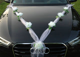 1 x RAW Customer Returns Organza M Car Jewelery Bride Couple Rose Decoration Car Decoration Wedding Car Wedding Decoration Garland Car White White  - RRP €16.13