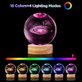 1 x RAW Customer Returns 3D Galaxy Crystal Ball Night Light 16 Colors Lamp 80mm Galaxy System Crystal Ball USB Ball Lamp Night Light with Wooden Base Snow Globe Glass Laser Engraving Gift for Women Children Friends Family - RRP €20.4