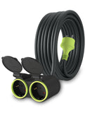 1 x RAW Customer Returns MutecPower 10m Extension cable with Schuko socket for outdoor use IP44 H05RR-F3G 1.5mm socket with protection contacts outdoor rubber cable 10 meters black green - RRP €27.18