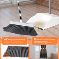 1 x RAW Customer Returns MASTERTOP broom with handle, broom and dustpan set with long handle rubber lip, adjustable shovel and broom set sweeping set for the kitchen home office floor cleaning - RRP €20.05