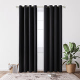 1 x RAW Customer Returns Deconovo Blackout Curtains with Eyelets Bedroom Curtain against Cold Opaque, 245 x 140 cm Height x Width , Black, Set of 2 - RRP €45.95