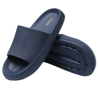 1 x RAW Customer Returns JOMIX Summer Slippers Men Thick Sole Sandals Solid Color Slides Comfortable Flip Flops Bath Slippers Sea Pool Beach Swimming Indoor Outdoor Navy, 43 EU  - RRP €60.0