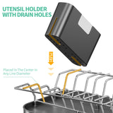 1 x RAW Customer Returns Urackify Small Dish Drying Rack, Expandable Compact Dish Drainer with Cutlery Holder, Slim Dish Rack with Drain for Kitchen Counter, Space Saving Plate Rack for Sink - RRP €18.14