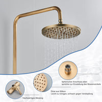 1 x RAW Customer Returns Rozin Antique Brass Shower System with 8 Inch Rain Shower Head and Hand Shower Single Handle Ready Wall Mounted Retro Shower Set - RRP €135.0