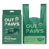 37 x Brand New OutPaws Dog Poop Bags with Handles, 100 Leak Proof and Extra Thick, Compostable Dog Poop Bags, Lavender Scented, 120 Count - RRP €372.59