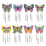 8 x Brand New Wind chime craft set for children 8-piece butterfly craft set wood creative arts and crafts supplies for Easter decoration girls boys boys girls in spring Easter - RRP €82.16