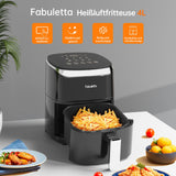 1 x RAW Customer Returns Fabuletta Hot Air Fryer 4L, 9-in-1 Air Fryer, Max 230 Hot Air Fryers, Digital LED Touchscreen AirFryer, Rapid Air and Fat Removal Technology, Preheating, Shake Mode Black  - RRP €100.84