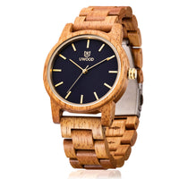 1 x RAW Customer Returns MUJUZE Men s Analog Quartz 40mm Sandalwood Wooden Watch with Golden Hands Mango  - RRP €42.99