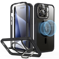 1 x RAW Customer Returns ESR for iPhone 15 Pro Max Case, Compatible with MagSafe, 360 Degree Protective Case Shockproof Military Standard Magnetic Phone Case with Camera Protection Stand, 2-Piece Rugged Case, Clear Black - RRP €26.99