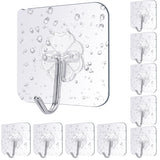 1 x RAW Customer Returns Heyu-Lotus Adhesive Hooks, 10 Pack Transparent Self Adhesive 15kg max Tea Towel Holder Kitchen Hooks Transparent Seamless Heavy Duty for Bathroom Kitchen Living Room - RRP €24.0