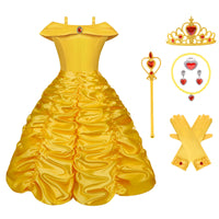 1 x RAW Customer Returns Vicloon Princess Belle Dress, Princess Girl Costume with Princess Accessories, Girl Princess Coronation Dress, Princess Belle Costume Dress and Accessories for Girls, for Cosplay Party, Christmas - RRP €21.99