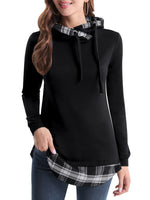 1 x RAW Customer Returns DJT Women s Hoodie Sweat Jacket Hoody Schreag Collar Checked Jumper Black Plaid Medium - RRP €26.16