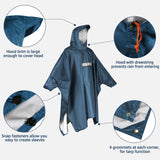 1 x RAW Customer Returns Anyoo Lightweight Waterproof Rain Poncho Rain Jackets with Sleeves Ventilated Multipurpose Raincoat with Hood Protective Blanket Shelter Tarp for Outdoor Camping Hiking Fishing, Steel Blue, One Size - RRP €24.19