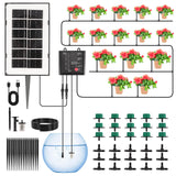 1 x RAW Customer Returns Solar Irrigation Set, FOOING Automatic Irrigation Kit Garden, Drip Hose Watering Plants, for Garden, Balcony, Outdoor Potted Plants with 12 Irrigation Modes and 15m Drip Hose - RRP €31.14