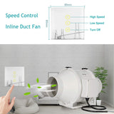 1 x RAW Customer Returns HG Power Duct Fan 100mm Adjustable, 198m h Exhaust Fan with Speed Controller 230V Quiet Inline Duct Fan Energy Saving Bathroom Fan Duct Fan for Kitchens Bathrooms Garage - RRP €76.99