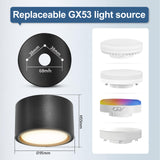 1 x RAW Customer Returns KYOTECH LED surface-mounted light black - surface-mounted spotlight flat with 6W LED GX53 230V surface-mounted spotlight warm white 3000K ceiling spotlights surface-mounted 95x55mm round ceiling light made of aluminum - RRP €21.99